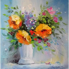 Алмазна мозаїка "Go to art" /177153/ "Букет жовтих троянд у вазі" 30*30см