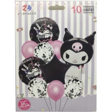 Набір повітряних кульок /1212-41/ "Зайчик Kuromi Куромі" 10шт. =1шт.*70см +3шт.*45см +6шт.*30см (1/10)