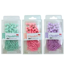 Набір канцелярський "JO" /DSCN2259/ скріпки40шт.+ булавки 30шт. Clips and Pins, мікс (1/240)