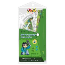 Набір лінійок "Kidis" /13190/ лінійка 15см, 2 косинця, транспортир Level up (1/40)