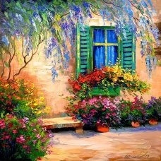 Алмазна мозаїка "Go to art" /177157/  "Квітучий дворик" 30*30см