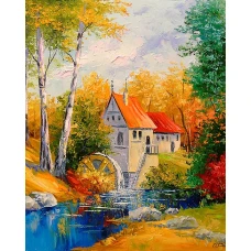 Алмазна мозаїка "Go to art" /177114/  "Млин у лісі"  30*40см