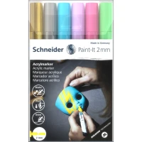 Набір маркерів 6 кол. "SCHNEIDER" /S120196/ акрилові Paint-it 310 2мм Wallet Set2 (1/10/330)