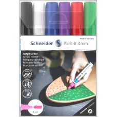 Набір маркерів 6 кол. "SCHNEIDER" /S120295/ акрилові Paint-it 320 4мм, Wallet Set1 (1/5/245)