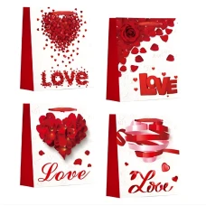 Пакет подарунковий "Unison" /DV-2119 М/ "Love" , 4 диз., 210г, 26*32*10см (12) гліттер