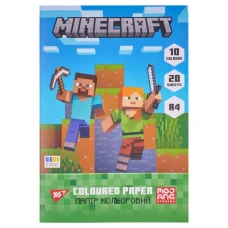 Папір кольоровий А4/20арк "YES" /955457/ "Minecraft" односторонній, скоба (1/50)