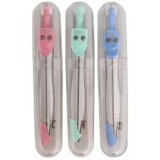 Циркуль "CLASS" /9041C/ металевий 12см, з грифелем та захистом голки, в пластиковому футлярі, мікс (24/192)