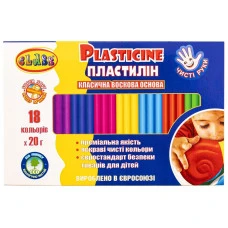 Пластилін "CLASS" "Чисті руки MAXI" 18кол. /7660C/ восковий,стек, 360гр, (1/30)