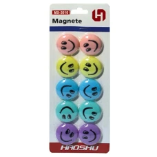 Магніти "WB" /13173(X3010)/ "Смайли" пастельних кольорів d=3см, 10шт (1/100)