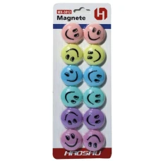 Магніти "WB" /13174(X3012)/ "Смайли" пастельних кольорів d=3см, 12шт (1/100)