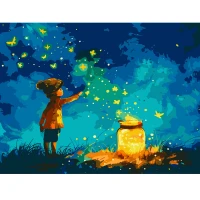 Картина по номерам "SANTI" /955096/ "Мальчик и светлячки" 40*50 см, LED подсветка