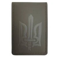 Обкладинка ID Паспорт "4PROFI" /28218/691/шкірзам, нубук, Тризуб меч хакі тиснення