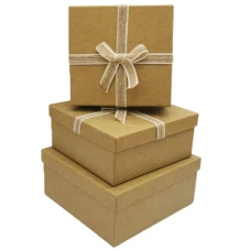 Коробка подарункова /281676/  квадратна 3шт/упак. крафт, 19,5х19,5х9,5-15,5х15,5х6,5 см