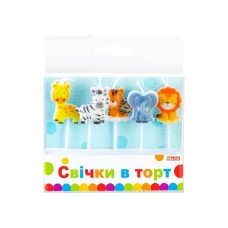 Набір свічок для торту "Maxi" /MX629291/ 3D свічки SAFARI, 5 шт. (1/24)