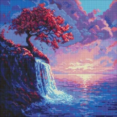Алмазная мозаика "Идейка" /AMO8210/ "Сакура в потоке" 40*40см