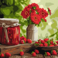 Картина за номерами "Ідейка" /KHO5726/ "Полуничне варення" 40*40см