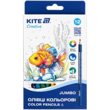 Олівці кольорові "Kite" 12 кол. /K-048/ Jumbo Creative тригранні (1/12/120)