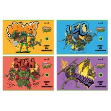 Зошит для малювання А4/12арк. "Kite" /NT25-241/ скоба, гібр. лак + УФ лак, TMNT Tales of the TMNT (20/160)