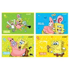 Зошит для малювання А4/12арк. "Kite" /SB25-241/ скоба, софт тач + УФ лак, SpongeBob SquarePants (20/160)