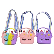 Сумочка силіконова /812-11-A/ "Єдиноріг" з довгою ручкою 16*12см, мікс (1/12/240)