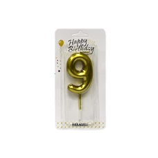 Свічка - цифра "WB" /YY13g-9/ "9" золото, висота 6см (1/12)
