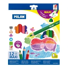 Олівці кольорові "Milan" 12 кол. /0722612/ трикутні, MAXI, картон коробка "261"+ чинка (1/12/96)
