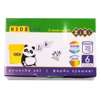 Гуаш "ZiBi"  6 кол. 20мл /ZB.6603/ в карт.коробці, KIDS Line (1/12/72)