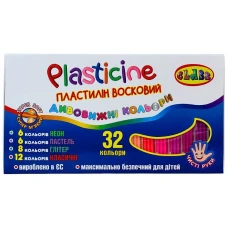 Пластилін "CLASS" "Чисті руки Дивовижні"  32 кол. /7656C/ восковий, 360 гр.,ECO,стек (1/30)