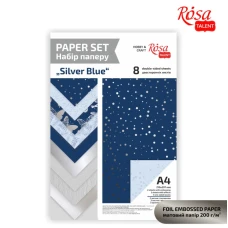Набір паперу дизайнерського двостороннього "Rosa Talent" /5319010/ „Silver Blue“, з тисн. та ефектами, А4, 8арк/уп (1)