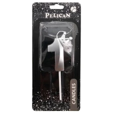 Свічка для торту "Pelican" /863111/ цифра 3D з короною "1", срібло 6см (1/12) Свічка для торту "Pelican" /863111/ цифра 3D з короною "1", срібло 6см (1/12)