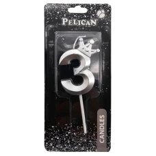 Свічка для торту "Pelican" /863113/ цифра 3D з короною "3", срібло 6см (1/12) Свічка для торту "Pelican" /863113/ цифра 3D з короною "3", срібло 6см (1/12)