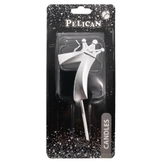 Свічка для торту "Pelican" /863117/ цифра 3D з короною "7", срібло 6см (1/12) Свічка для торту "Pelican" /863117/ цифра 3D з короною "7", срібло 6см (1/12)