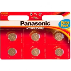 Батарейка "Panasonic" /CR 2025/6bl/ lithium, 3V, монетка 20*2,5мм (6)