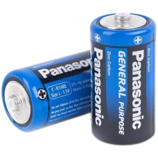 Батарейка "Panasonic" /R-14/2shrink/581/ сольова, 1,5V, бочонок. 50*26,2мм синя (2/24)