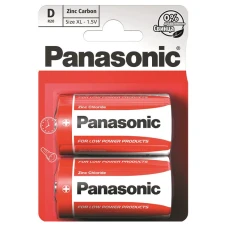 Батарейка "Panasonic" /R-20/2bl/779/ сольова, 1,5V, бочонок. 61,5*34,2мм червона (2/24)