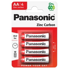 Батарейка "Panasonic" /R-6/4bl/830 сольова, 1,5V, пальчик червона (4/48)