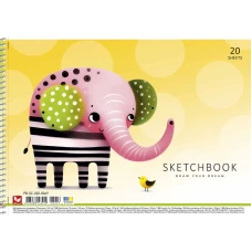 Альбом для малювання "Школярик" А4/20арк./PB-SC-020-8049/ спiраль, 120г/м2 (9/90)
