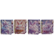 Блокнот 11,6*8см/80арк. /2209/ на спіралі з 4-ма роздільниками "Зайчик 3D", мікс (1/24)