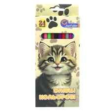 Олівці кольорові "JO" 24 кол. /1051_24B/ пластик.  Кошеня"  упаковка картон (1/6/120)