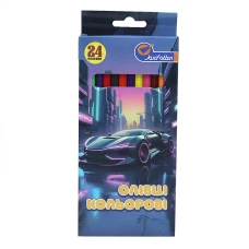 Олівці кольорові "JO" 24 кол. /1051_24E/ пластик.  "Sportcar"  упаковка картон (1/6/120)