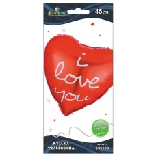 Кулька фольгована "Pelican" /835509/ серце біло-червоне однотонне I love you  (45см)