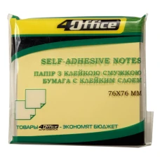 Папір з клейким шаром 76*76 мм "4OFFICE" /4-423-3/ 100 арк., ЖОВТ. (12/288)