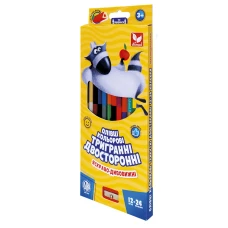 Олівці кольорові "Школярик" 24 кол./12шт /312113001-UA/ тригранні ДВОСТОРОННІ, чинка (1/12)