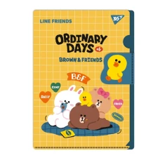 Папка-уголок А4 "Yes" /492106/ с клапаном "Line Friends" (1/12/144)