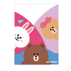Папка-уголок А4 "Yes" /492084/ "Line Friends" 3 фигурных отделения (1/10/300)