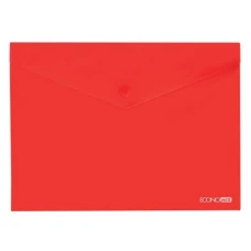 Папка-конверт на кнопці А4 "ECONOMIX" /E31301-03/ прозора, глянець, Червона (12/120)