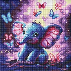 Алмазна мозаїка "Ідейка" /AMO8235/ "Безтурботний слоник" 30*30см