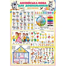 Плакат "ЕУ" /PL-04U/ "Англійська мова для дошкільнят" А2 (62*43 см) (20)
