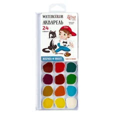 Акварель 24 кол. "ROSA Kids" /301207/ Cats with a Boy, б/пензлика (1/12)