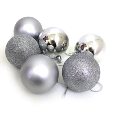 Набір новорічних кульок "JO"  /DSCN0579-6/ "SILVER" 6см,/6шт, (1/115)